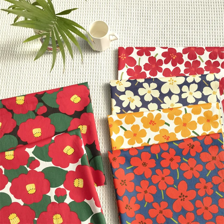 

160x50cm Simple Flower Orange Cotton Twill Fabric Cotton Bedding Bag Slippers Handmade Shell Fabric