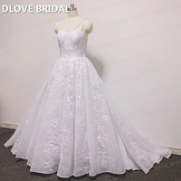 a line spaghetti straps wedding dress high quality lace appliques bridal gown new style
