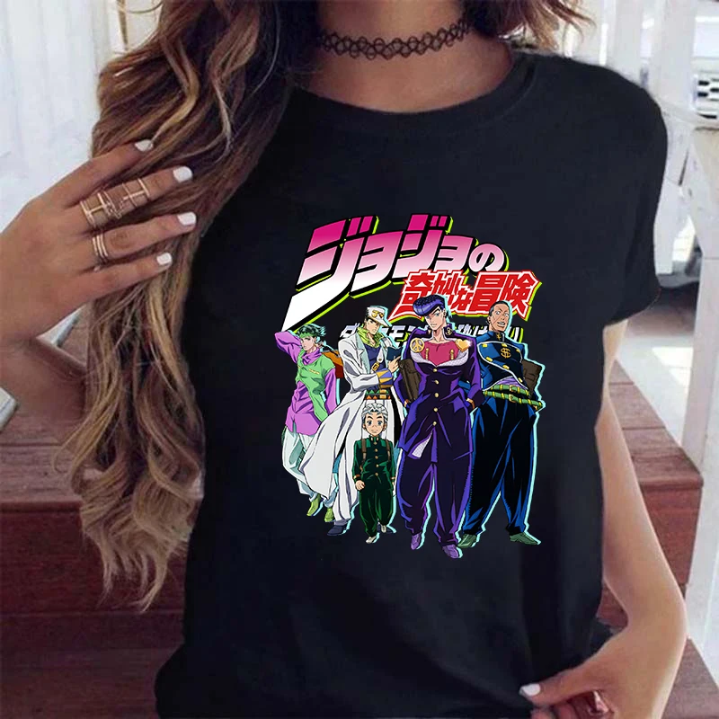 Футболка женская с надписью Невероятные приключения Джоджо |