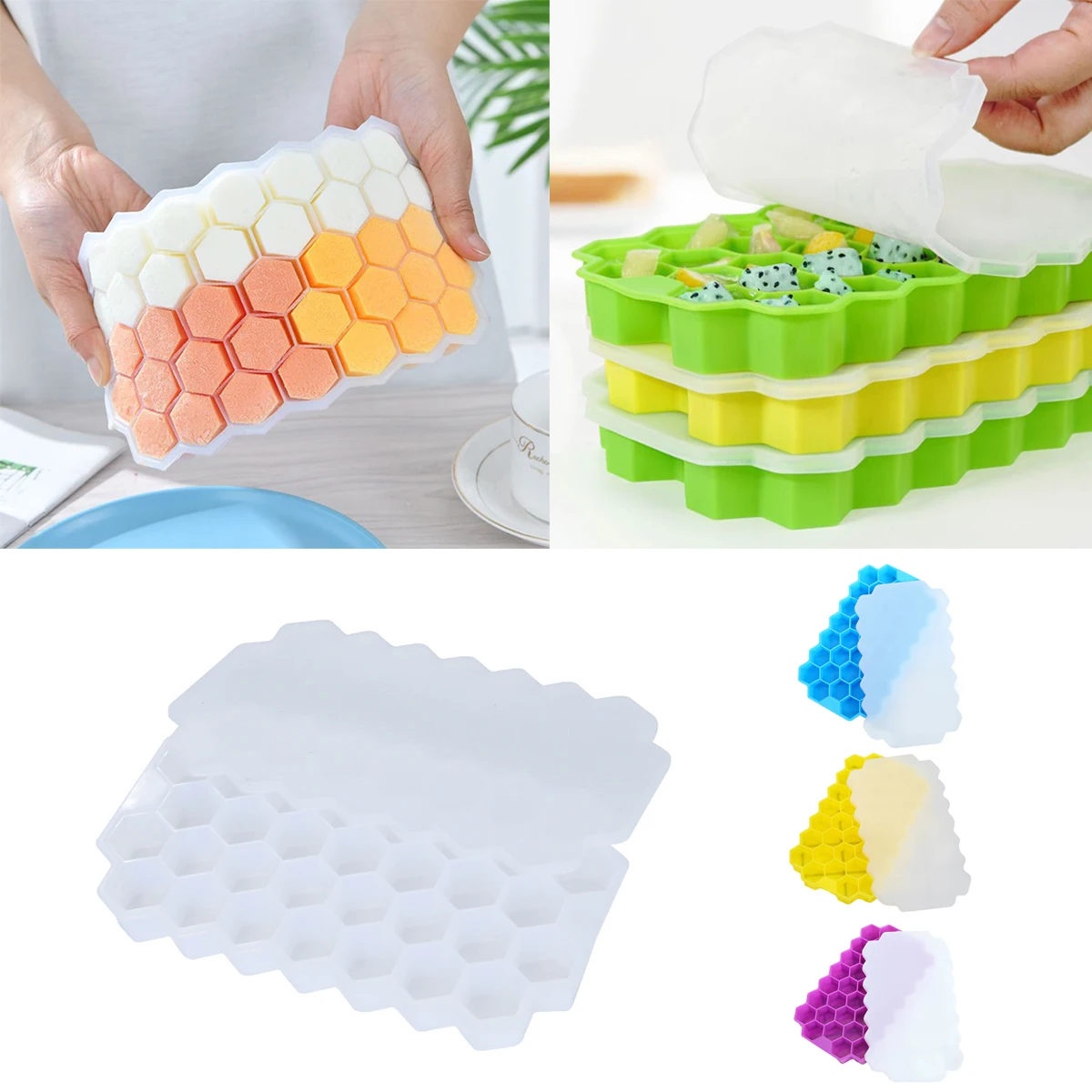 

Силиконовый сотовый отсек для льда A2872 с LidSilicone Ice Mold с Lid37 Ice MouldsSilicone Ice Mold Ice Cube Tray
