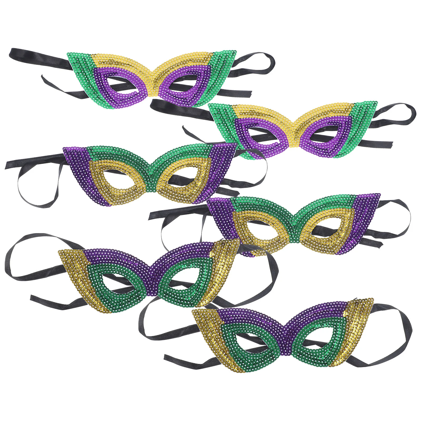 6 Pcs Carnival Mask Halloween Masquerade Ball Party Mardi Gras Props Cosplay Sequins Decorative Miss