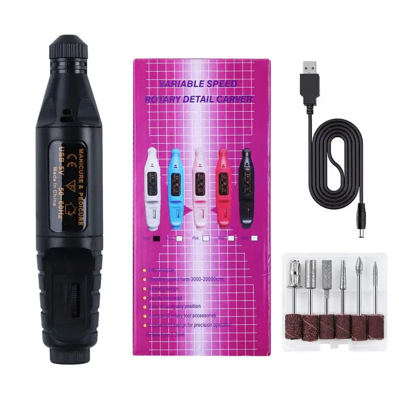 

6 In 1 Professional Electric Manicure Machine Pedicure 6 Nail Drill Bits Kit Nail File Art Tools Nail Machine Equipments