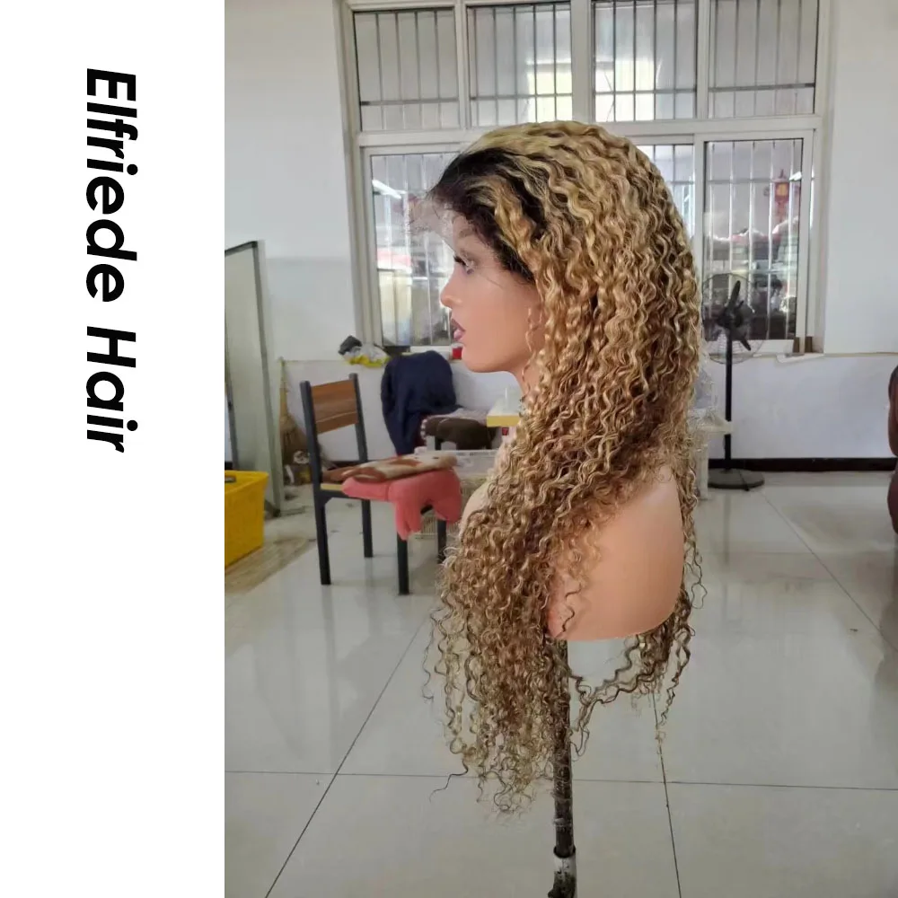 Парик Elfriede с темными корнями # P4/27 кудрявые вьющиеся волосы для женщин парики на