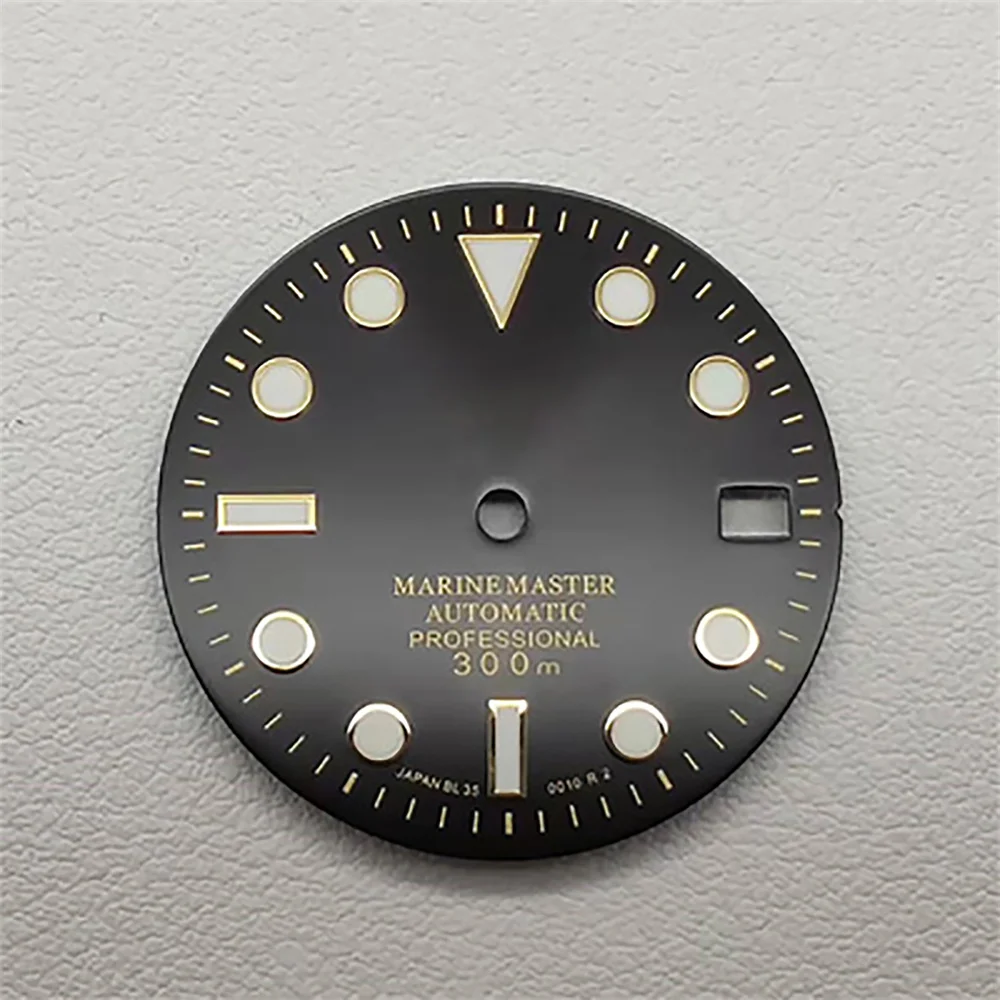 

Циферблат для часов 28,5 мм C3, зеленый светящийся гвоздь для часов, 4 контакта, аксессуары для движения NH35/NH36