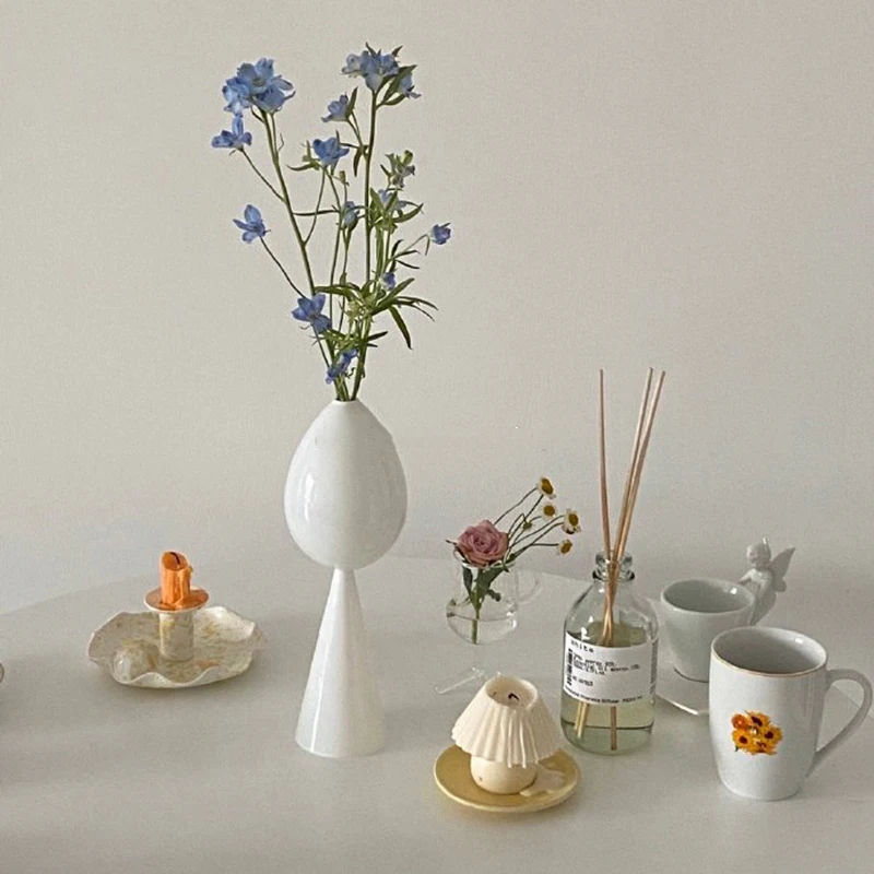 

White Nordic Modern Vase Decoration Home Design Pots for Plants Hydroponic Centerbox Interior Jarrones Modernos Home Decor