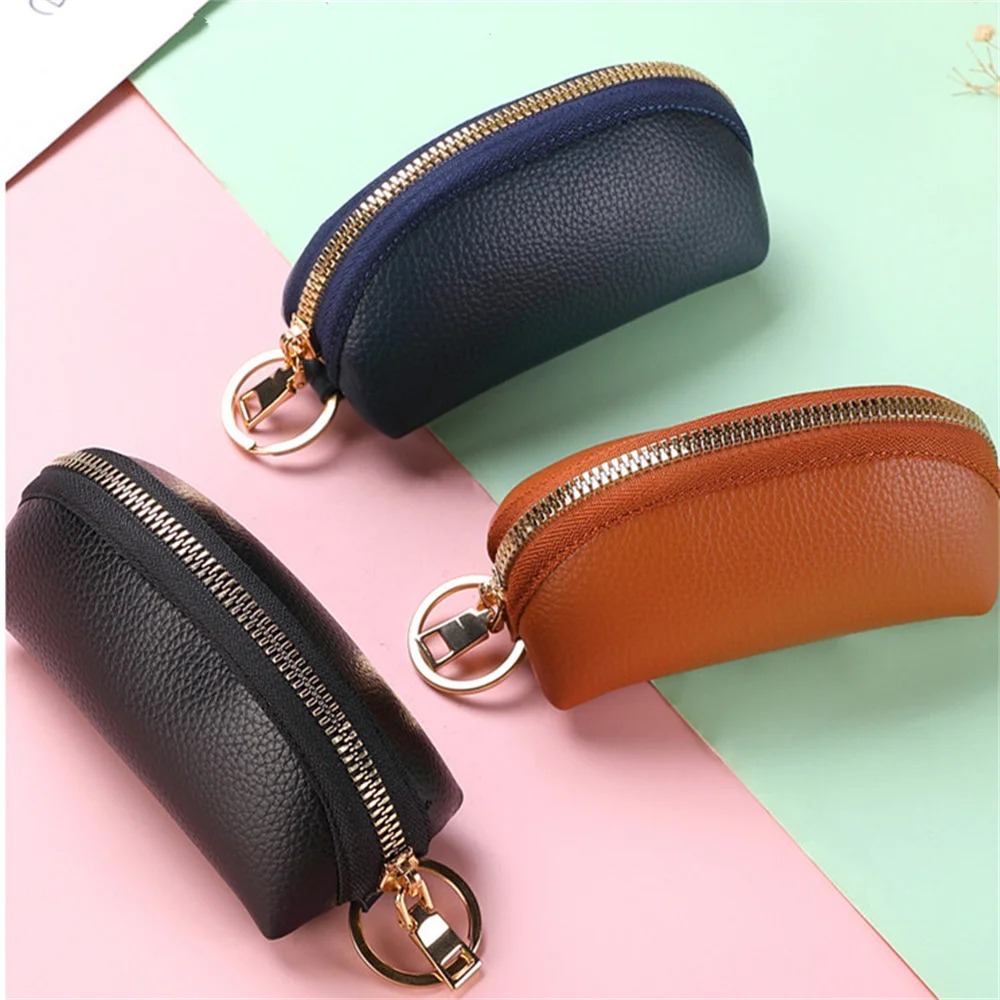 

Simple Pu Leather Car Key Case Men Women Wallets Key Holder Housekeeper Covers Zipper Bag Keychain Cover Organizer Card Bag