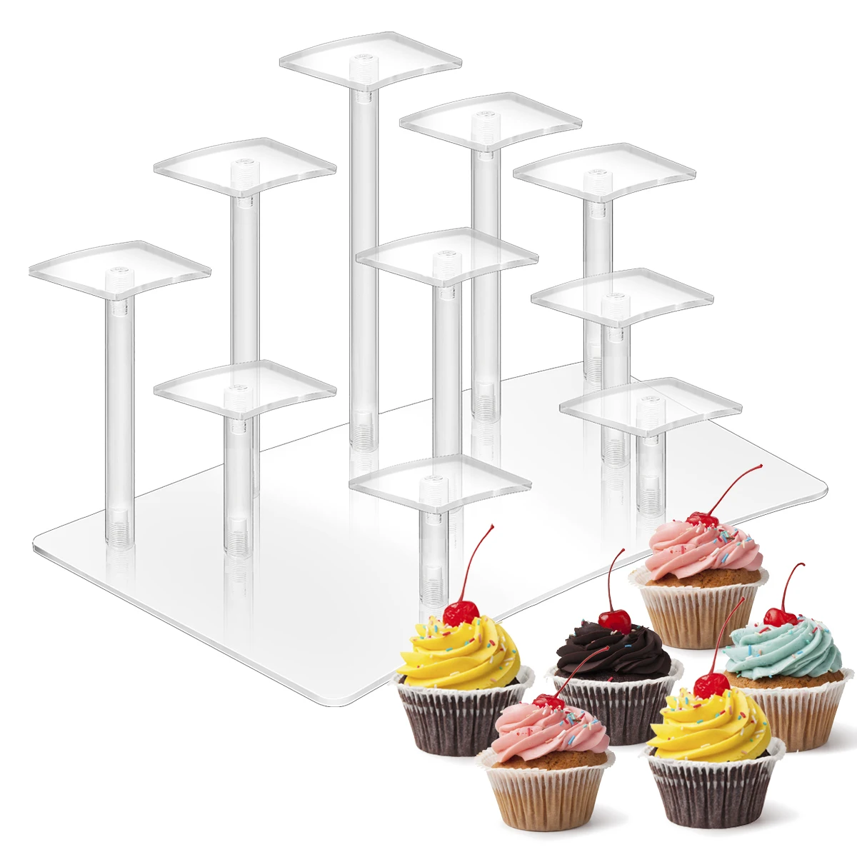 

10-Tier Step Acrylic Riser Display Stand Collections Toys Dolls Storage Rack Desserts Cosmetic Jewelry Organizer Display Stand