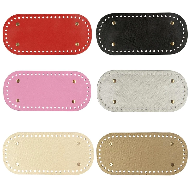 

6PCS PU Leather Bag Bottom For Crochet, Knitting Crochet Bags Nail Bottom Shaper Base For DIY Handbag Shoulder Making
