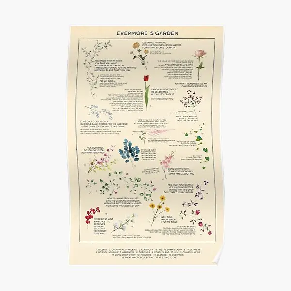 Альбом-постер Ts Evermore Is Garden Tracklist, настенное украшение для дома, винтажная живопись, забавная печать, современная картина без рамки