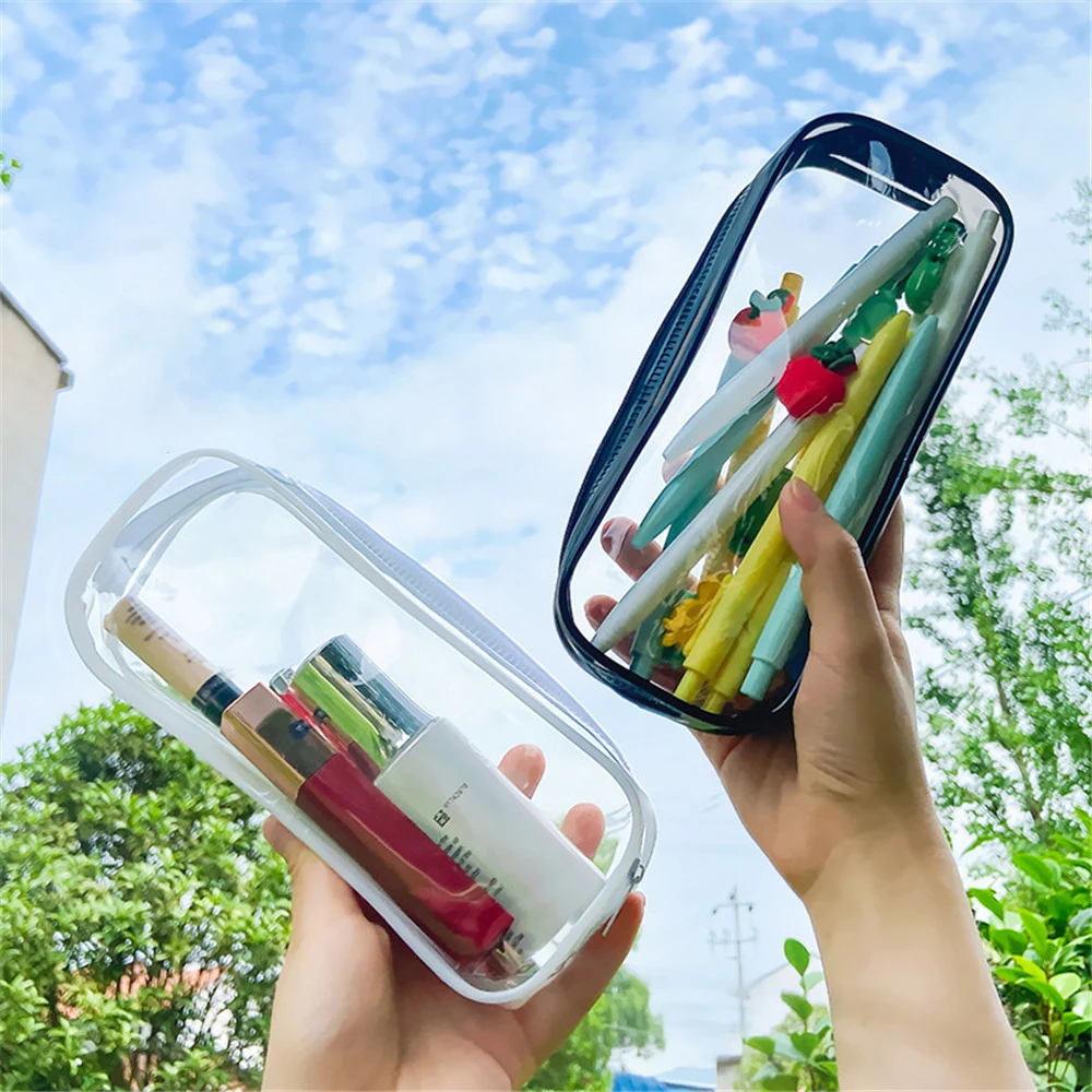 

PVC Zipper Pencil Case Student Stationery INS Travel Portable Transparent Pencil Box Pencilcase Korean School Stationery