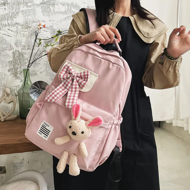 

Middle Student School Bags for Girls Teenage Cute Cartoon School Backpacks Women Large Korean Casual 2022