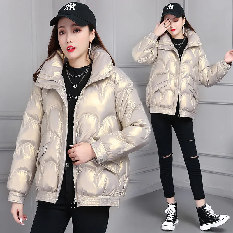 

Disposable Bright Face Cotton-padded Jacket Women's Short Winter New Style Korean Loose Cotton-padded Jacket Small Padded Jacket