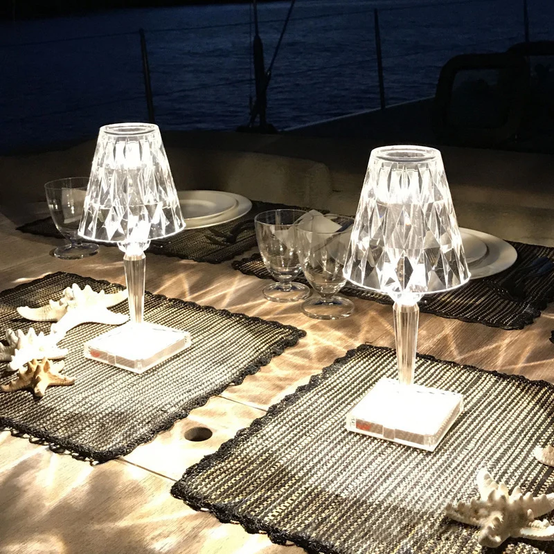 

LED Night Light Diamond Table Lamp Acrylic Decoration Desk Lamps For Bedroom Bedside Bar Crystal Lighting Fixtures Gift