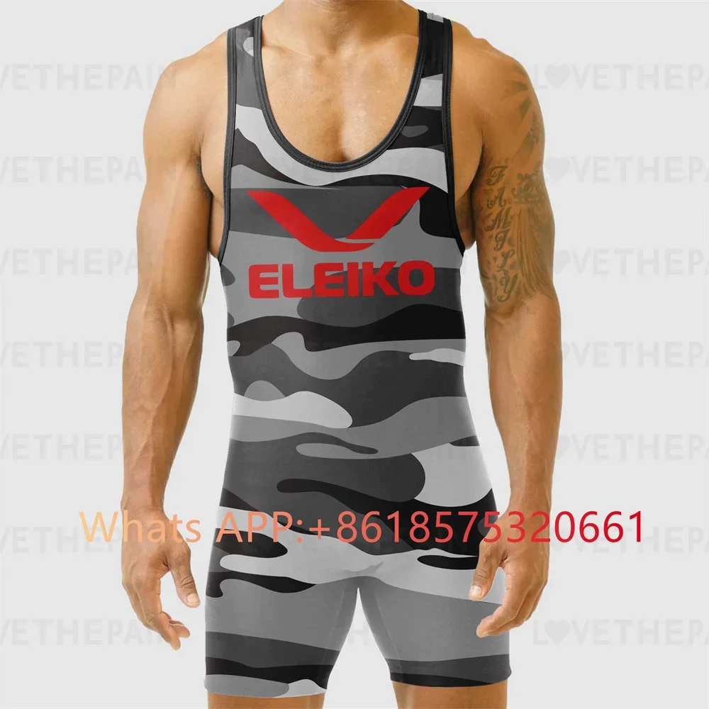 ELEIKO Mens Wrestling Singlet Uniform Advanced Singlets Clothing Train Gear Running Speedsuit Sportwear Boxing Tights
