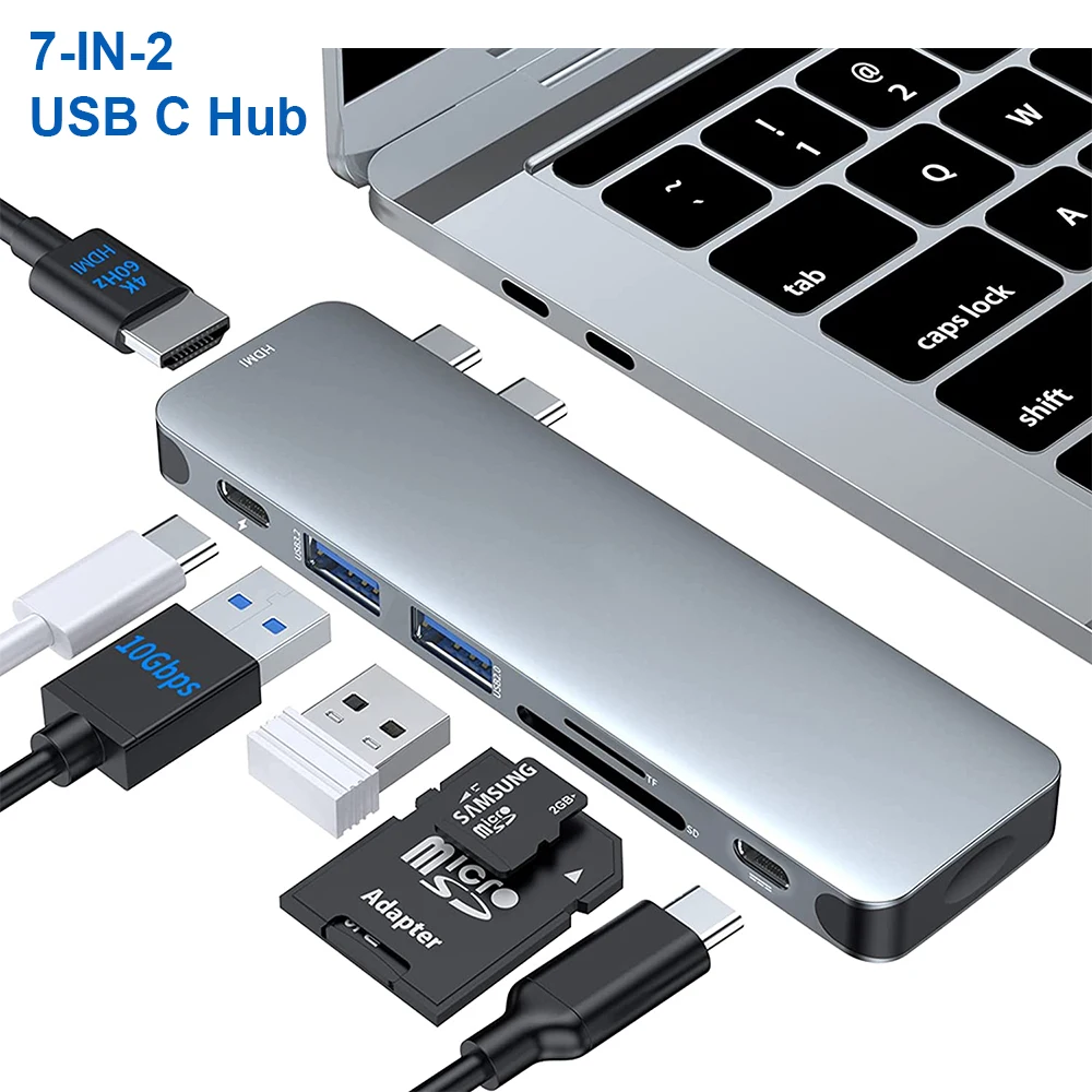 

USB C Hub Adapter for MacBook Pro/Air 2021-2016 with USB3.0 TF SD Card Reader PD 100W Thunderbolt 3 for MacBook Pro 13" 15" 16"