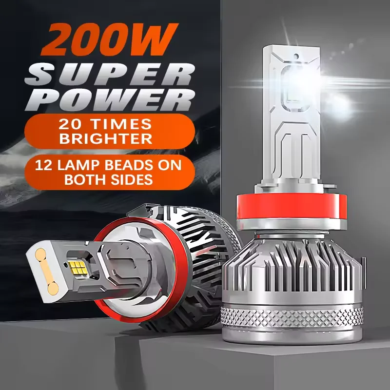 Фото Светодиодные лампы NXY S13 200W для фар автомобиля, H4 H7, ближний и дальний свет, сверхъяркие, без ошибок Canbus, комплект для установки Plug&Play №2