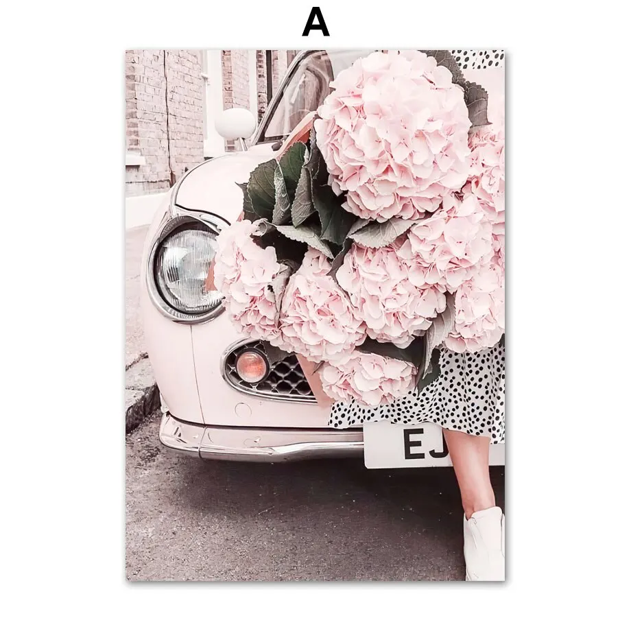 

Парижская Башня Магнолия Розовое Автомобильное Розовое Платье Для Девочек Кофе Карусель Плакаты Картины С Принтом На Холсте Б...