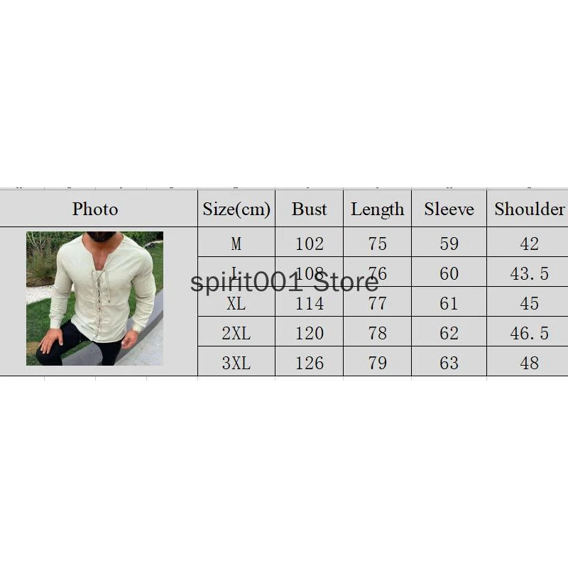 Рубашка мужская средневековая однотонная с длинным рукавом топ в стиле викингов