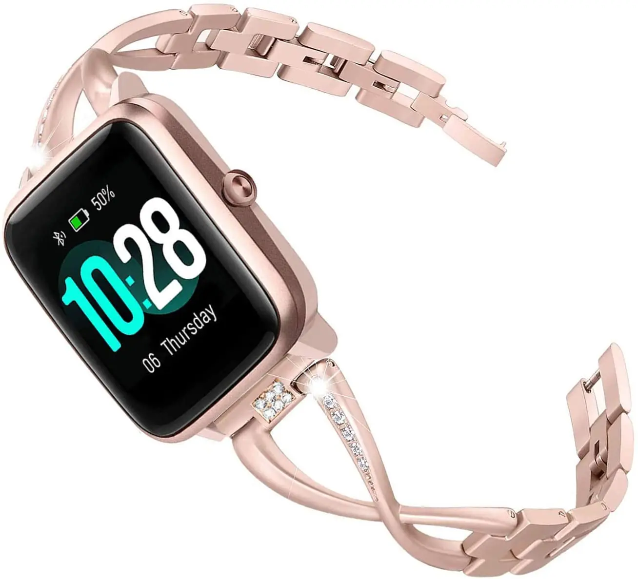 

ViCRiOR Women Band for ID205L Veryfitpro Smart Watch, Bling Diamond & Stainless Steel Watchband Quick Release Strap Jewelry