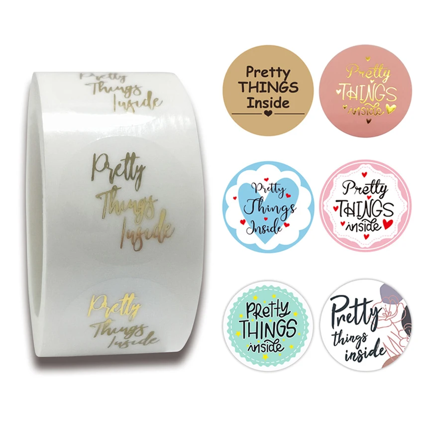 

Наклейки «Pretty Things Inside» круглые бумажные, 500 шт.