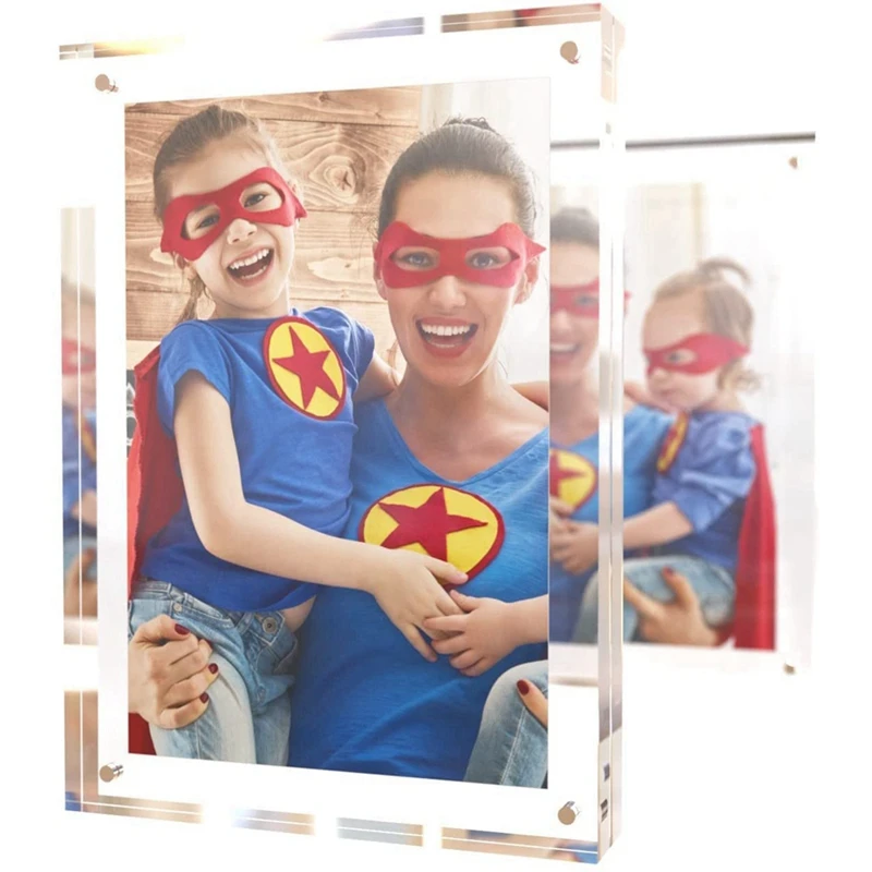 

Acrylic Picture Frame,5X7 Inch Acrylic Photo Frame,Desktop Frameless Photo Frame, Magnetic, Double Sided Transparent