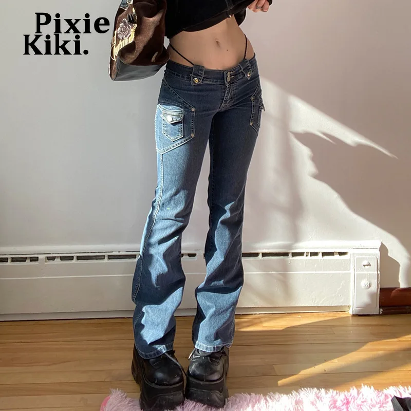 

PixieKiki Sexy Low Rise Skinny Jeans Women Streetwear Vintage Clothes Y2k Flare Pants 90s Aesthetic Denim Trousers P67-DI50