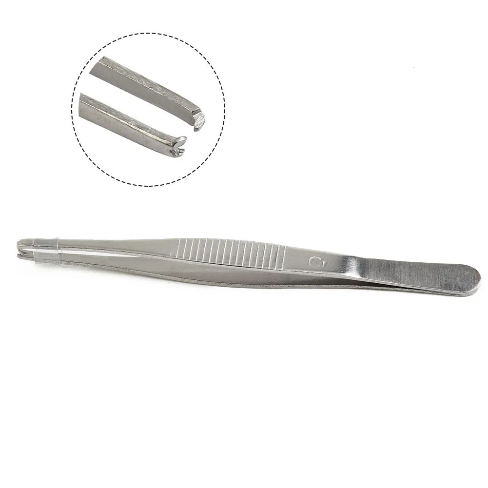 

2 Pcs Toothed Tweezers W/ Hook 140mm Silver Stainless Steel For Suture Manipulate Needles Hold For Repairing Hand Manual Tool