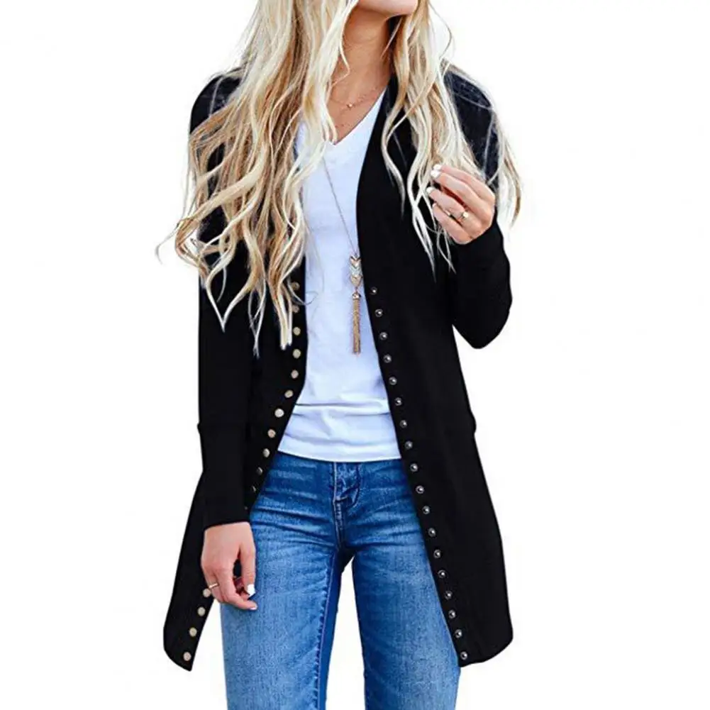 

Cardigan Coat Single-breasted Long Sleeves Thermal Solid Knitwear Casual Cardigan Coat Knitted Cardigan Streetwear