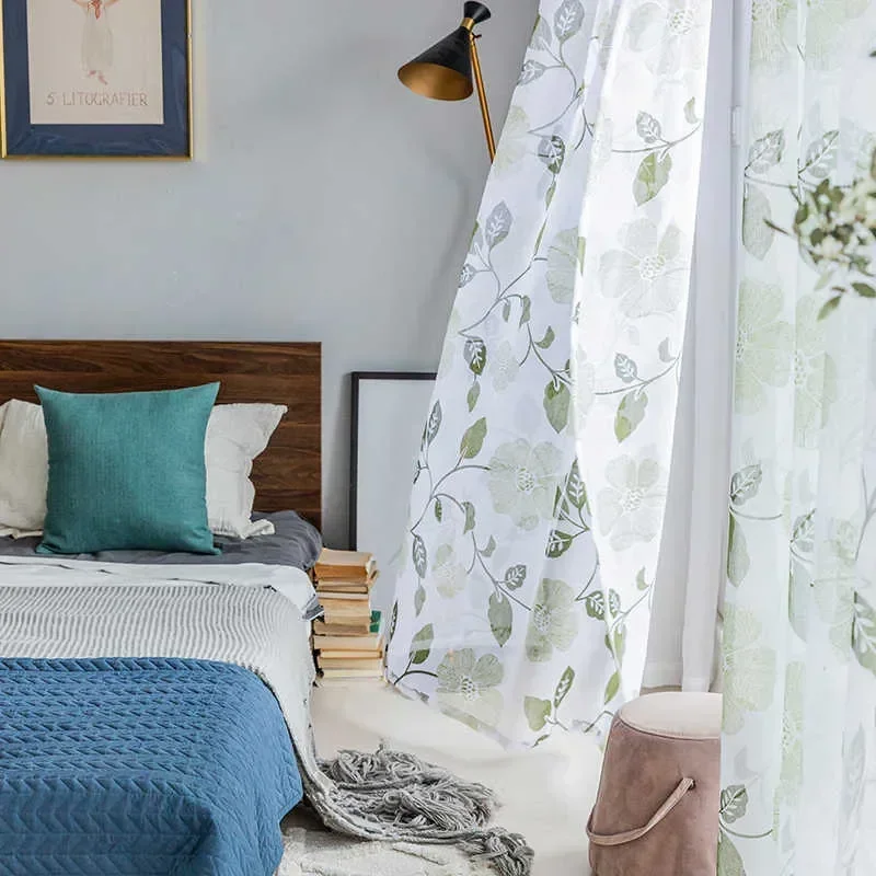 Занавеска для гостиной спальни прозрачная цветочная вышивка оконные украшения