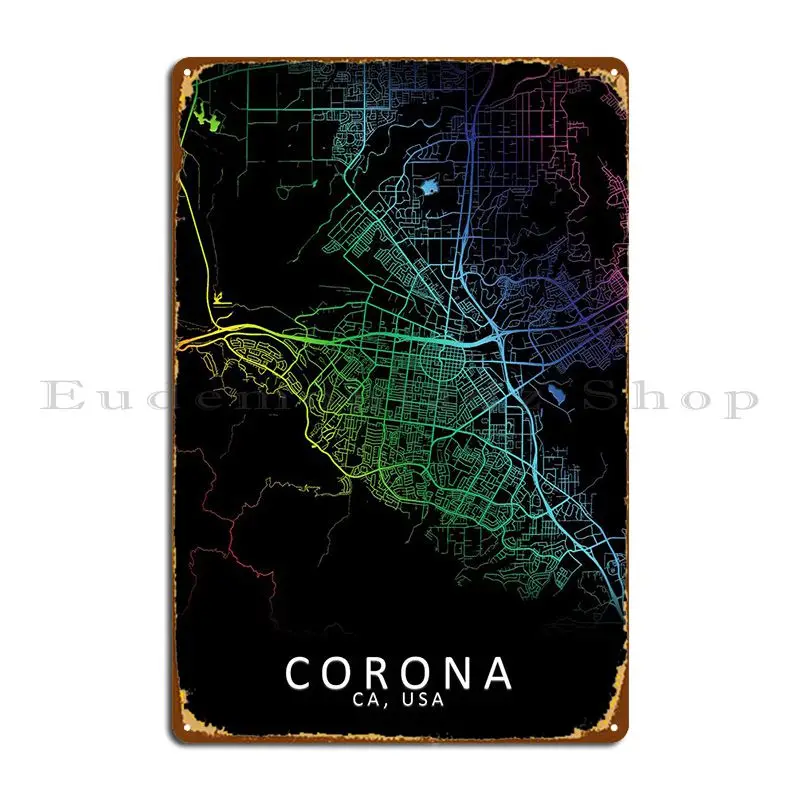 

Карта города США Corona CA, металлический знак, дизайн гаража, проектирование клуба, оловянный знак, плакат