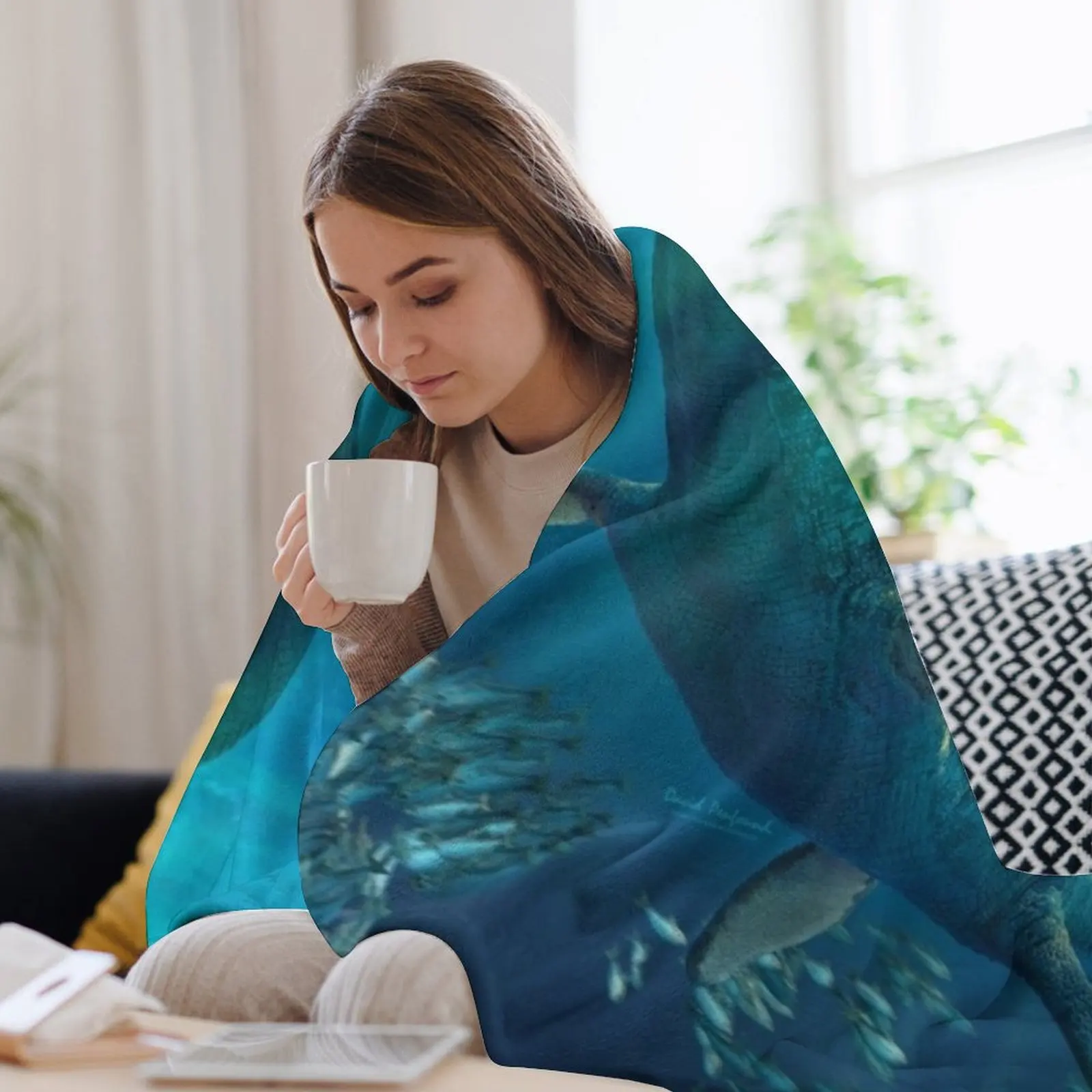 Одеяло Плезиозавр из фланелевой ткани роскошные пледы