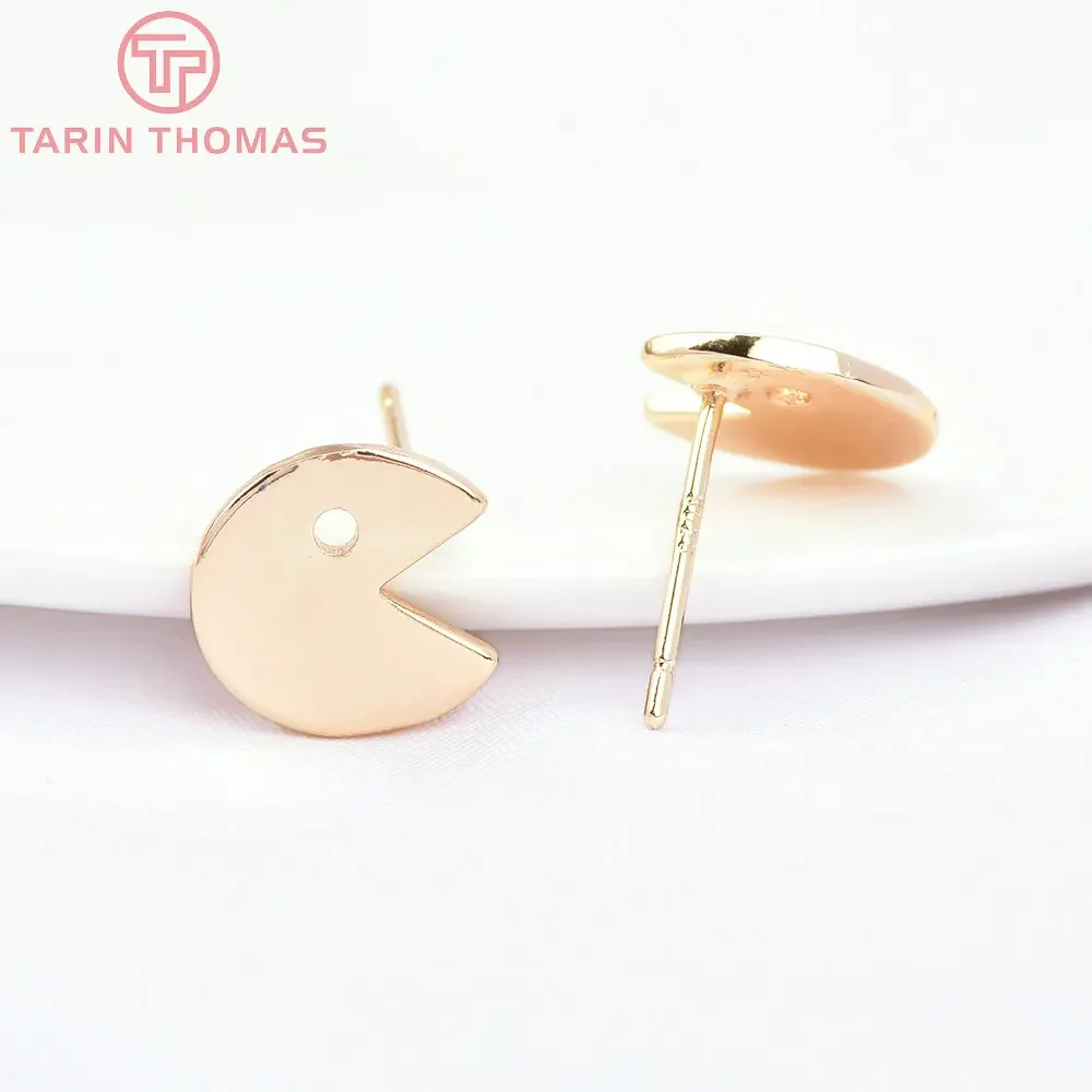 (7432) 6 шт. 9 7x9 5 мм 24-каратного золота латунные полукруглые серьги-гвоздики с рыбьей