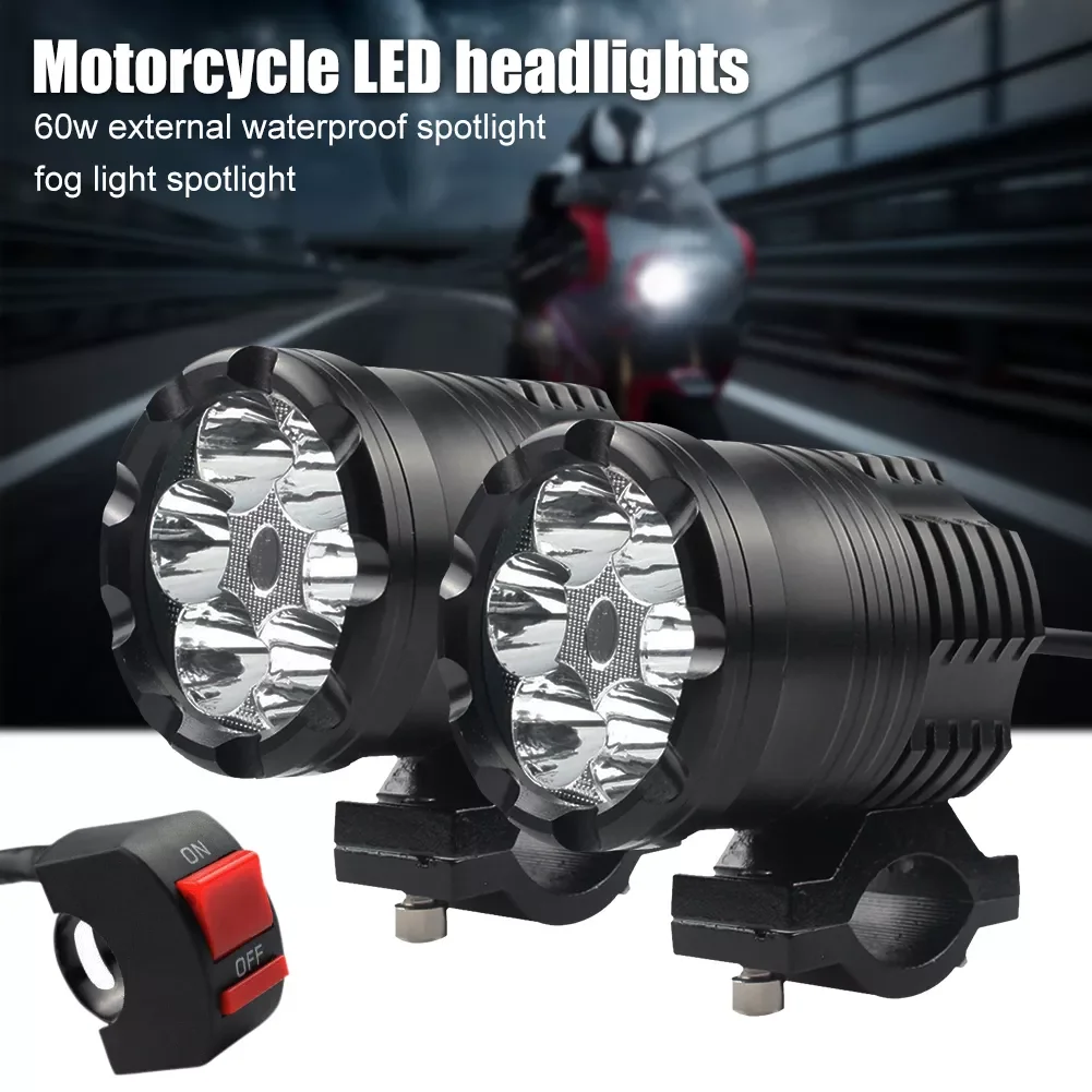 

2PCS 12V-80V 6000K Motorcycle LED Headlight Waterproof Fog Light Ultra Bright White LED Spotlight 3200LM Auxiliary Driving Lamp
