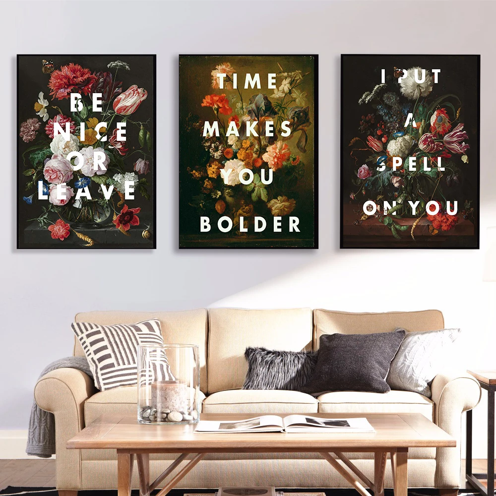 Постер с изображением цветов мы все Crazy принтом цитатой Pretty или оставляем веселье