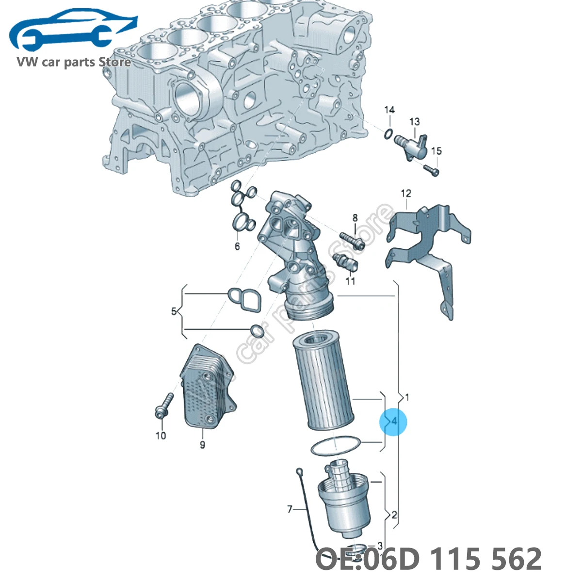 Корпус масляного фильтра 06D 115562 115 562 для Volkswagen Beetle EOS Golf GTI Jetta Passat Rabbit Sportwagen AUDI A4 A6