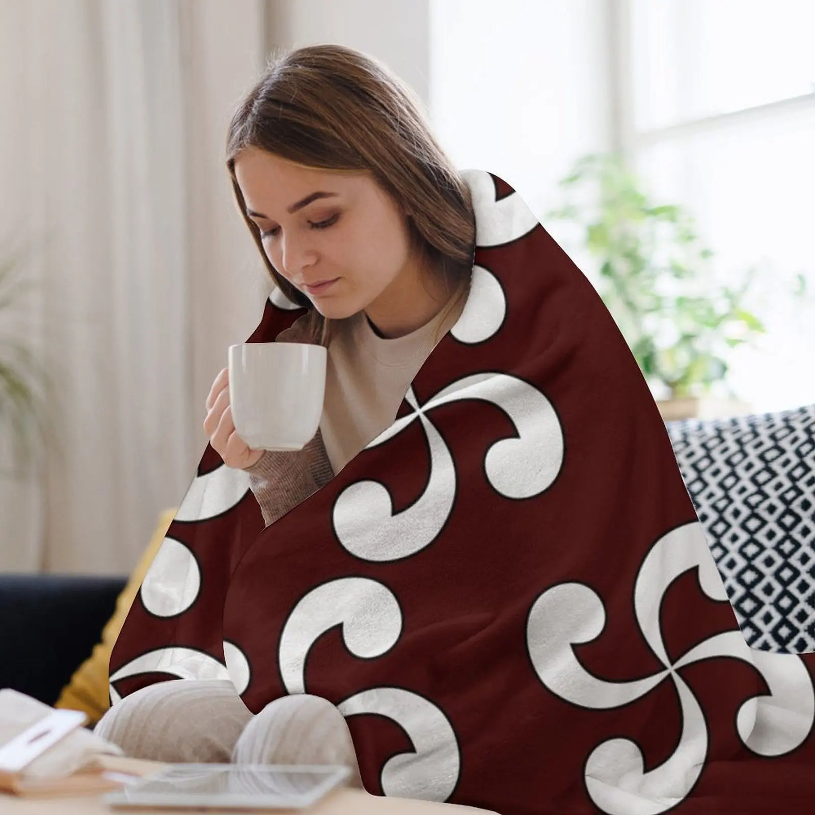 Lauburu (Basque Cross) Пледы для диванов Одеяла Украшения декоративных дизайнерских одеял