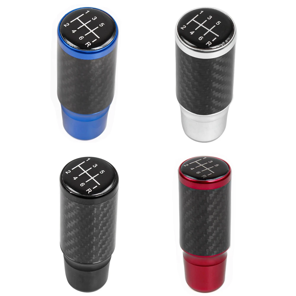 

1PC Gear Shift Knob Stick 6 Speeds Manual Transmission Car Aluminium Carbon Style 9cm Gear Shift Knob Shifter Lever Head