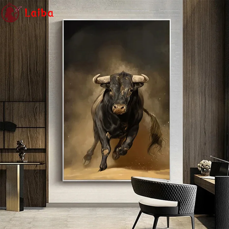

5D DIY Diamond Embroidery Cattle Running Animals Full Kits Needlework Diamond Painting Cross Stitch Decor For Home