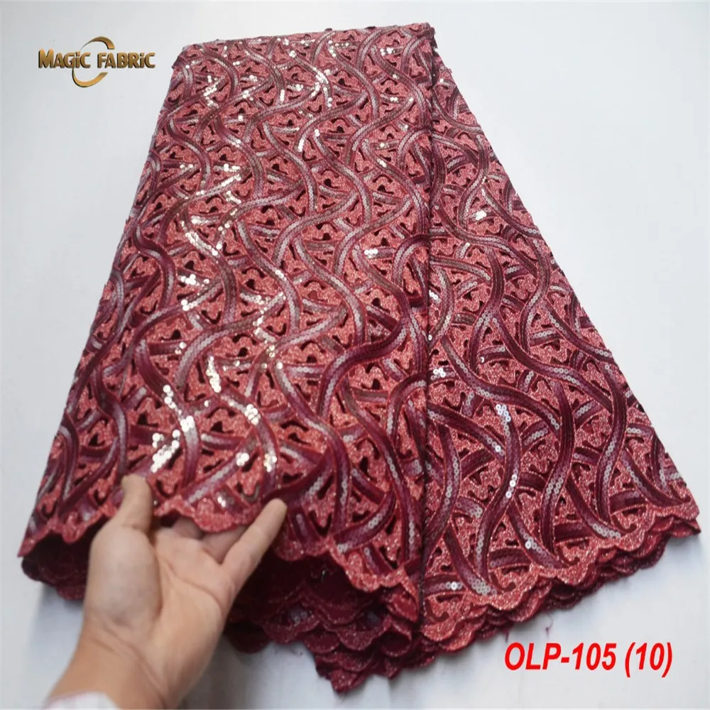 

New Arrival African Double Organza Lace Fabric With stones Fashion French Sequins Lace Fabric OLP-105