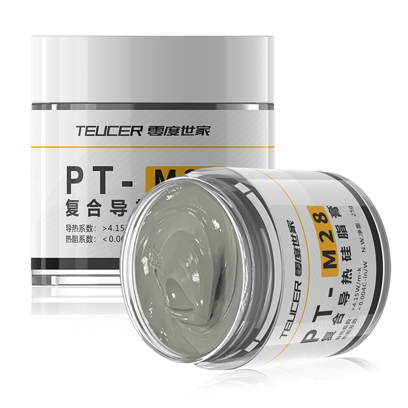

PT-M28 25g Containing Silver Thermal Conductivity Grease Paste Silicone Heat Sink Compound 4.15W/M-K For CPU