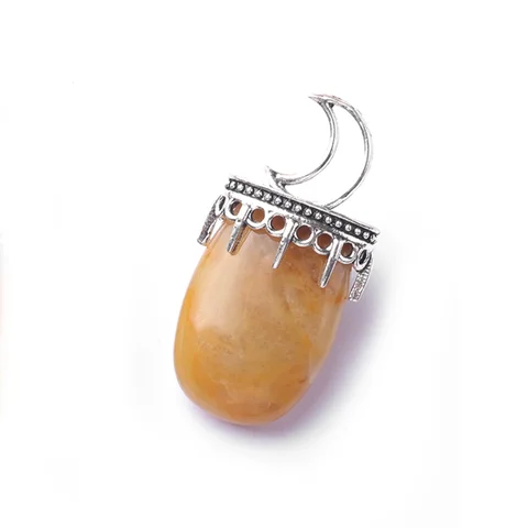 Кулон из цинкового сплава в форме луны с аметистом и агатами