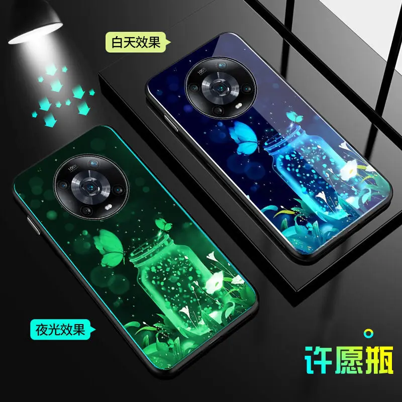 Чехол для Honor Magic 4 светящаяся задняя крышка из закаленного стекла Huawei Pro