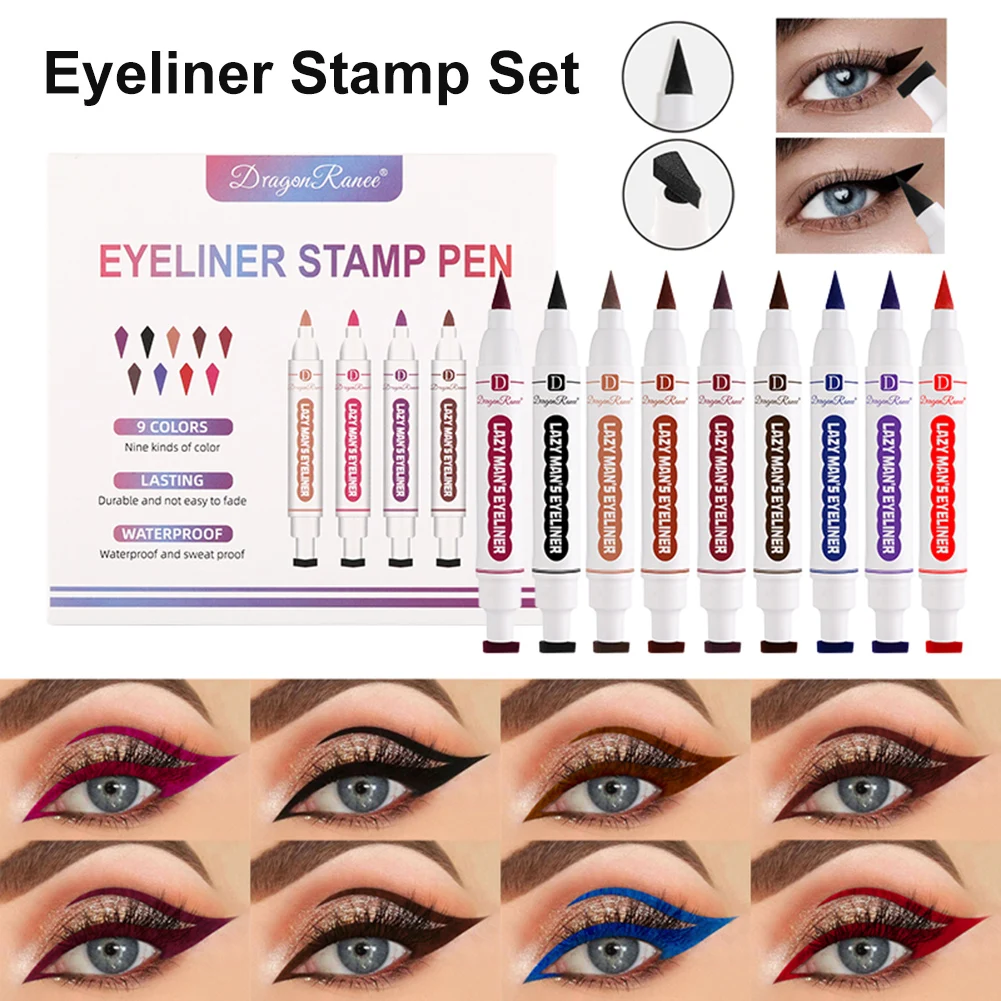 

Eyeliner Stamp Set Double-Ended Liquid Eyeliner Pen Waterproof Long Lasting Eye Liner Pencil Stamp Eye Makeup Tools