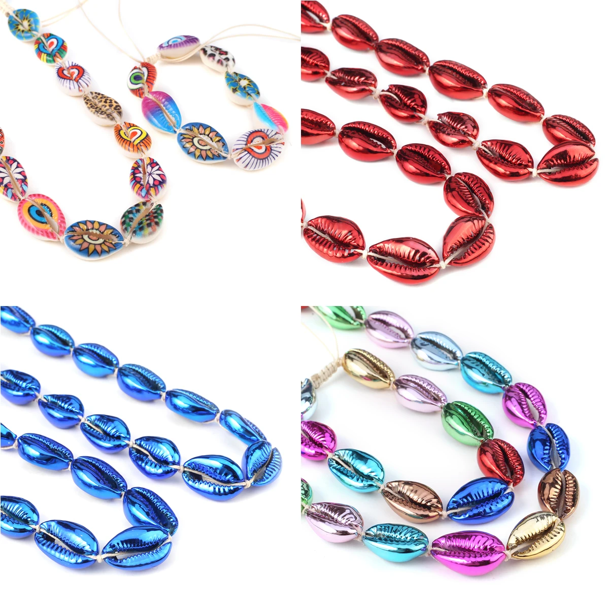

Metal Plated Colorful Shell Charm Necklace Bracelet Set Summer Beach Party Hawaiian Jewelry Accessories Gift