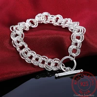 fashion bracelet 925 stamp silver color link chain europe style jewelry for women girls charm bracelets wedding jewelry