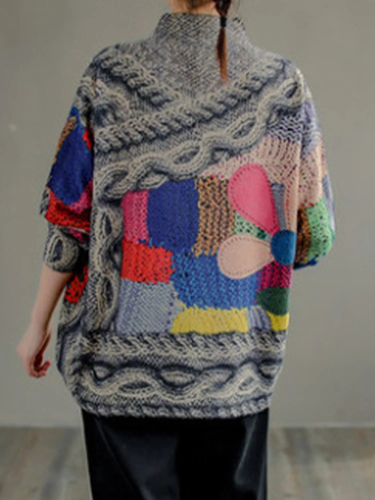 Женский вязаный свитер Max LuLu элегантный теплый пуловер с высоким воротником