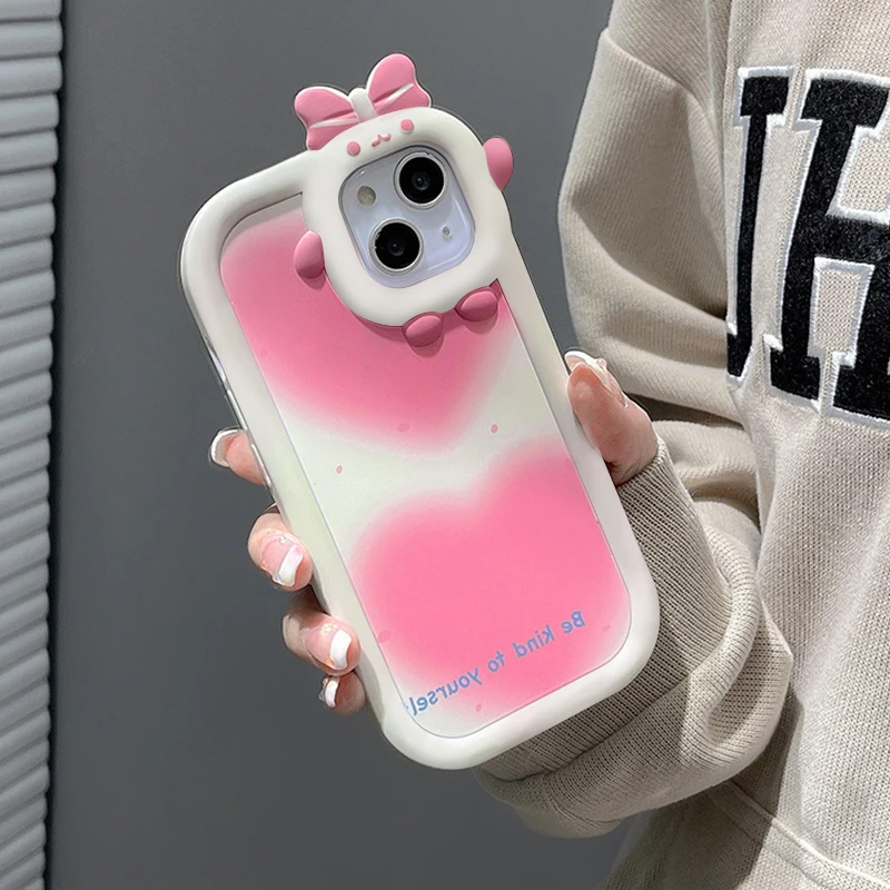 

Bowknot Phone Case For iphone 15 14 13 11 12 Pro Max XR 7 8 14 15 Plus Fundas XS Max X SE 2020 2022 Silicone Shockproof Cover