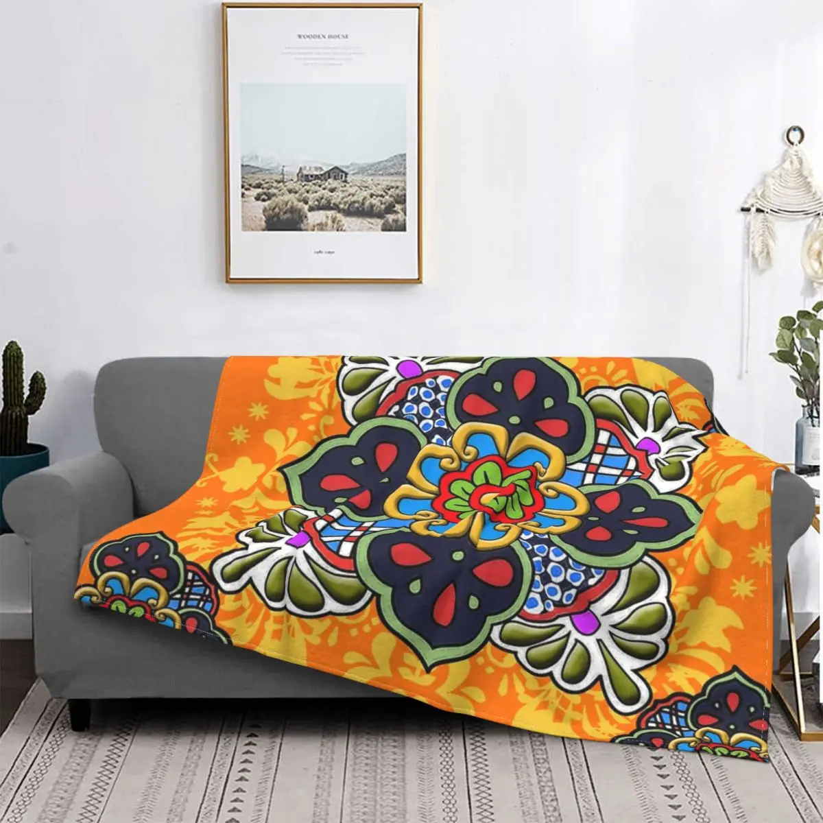 

Manta de flores de talvera mexicana, colcha a cuadros para cama, sofá y cama, 150, manta Kawaii