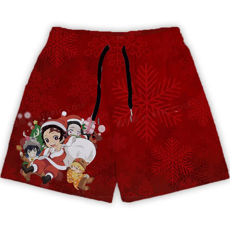 

Шорты для спортзала с аниме рассекающим демонов Nezuko, спортивные шорты для тренировок на Рождество, мужские плавки, шорты для бега, фитнеса, п...