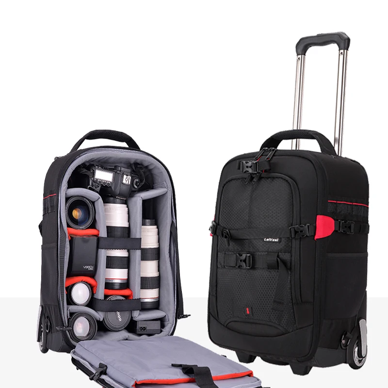 New Shoulder Travel Bags Photography backpack Professional camera bag shockproof Suitcase on Wheels Men Cabin Trolley luggage
